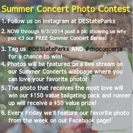 DEStateParks's tweet image. Don&apos;t forget to tag ur Summer Concert Series photo posts w/ #dspconcerts for a chance to win! bit.ly/W6MeOu