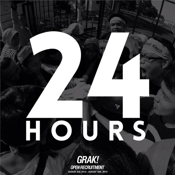 Masih tersisa 24jam lg menuju penutupan rekrutmen GRAK! Masih ditunggu partisipasinya, ditunggu sampai besok malam.