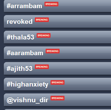 THALA53
AJITH53
ARRAMBAM
AARAMBAM
@vishnu_dir trended in India B-)

#AJITHsBlockbusterArrambamPremiere