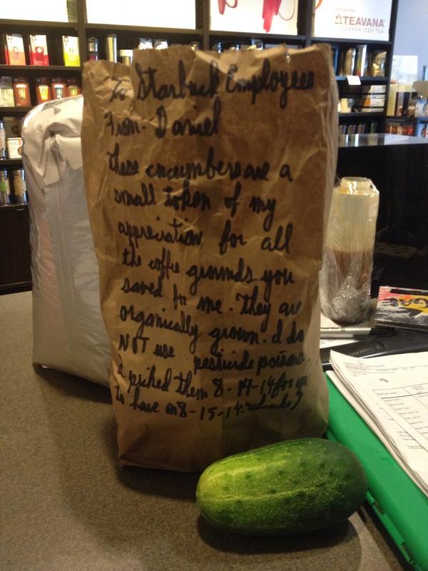 marlahillman's tweet photo. Cucumbers from our customer!!!
#tobeapartner #sharedplanet #coffeejourney http://t.co/EbvCvInw37