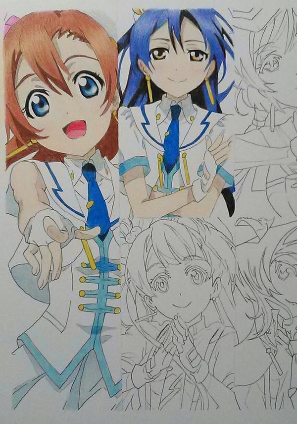 色鉛筆画家 森千広 Twitter ನಲ ಲ 絵の途中 ２ 今は こんなアニメ絵を描いています ラブライブ の予定ですね 色鉛筆画です Http T Co 2ogeqizmpl