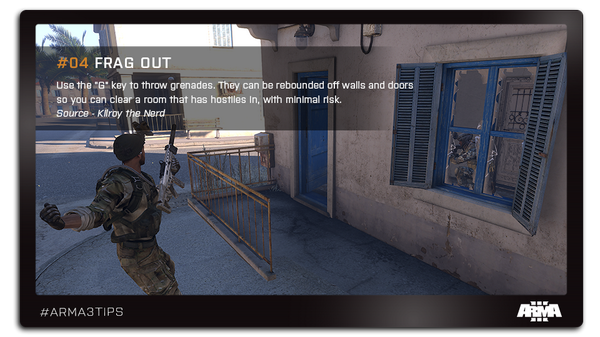 ArmaPlatform's tweet photo. Frag Out! #Arma3Tips http://t.co/Fo9e1td9T4