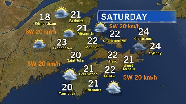 We'll take that :-) "<a href="/tsimpkin/">Tina Simpkin</a>: Showers developing tomorrow afternoon for NB. Isolated showers for NS and PEI "