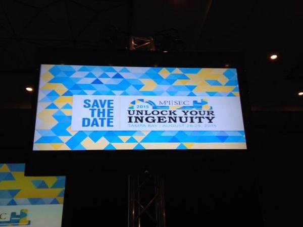 sensory5's tweet photo. So exciting to see our #MPISEC15 logo design up on the BIG screens at the kickoff lunch sponsored by @VisitTampaBay! http://t.co/XTDX1kaYyB