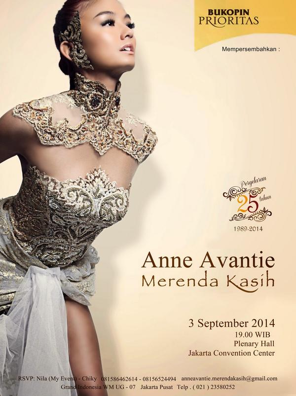 Pergelaran #25thBerkarya Anne Avantie #MerendaKasih 3Sept Plenary Hall JCC | 19.00 | info tiket <a href="/25thAnneAvantie/">Anne Avantie</a>