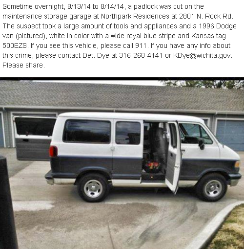 WichitaPolice's tweet photo. Stolen vehicle from Wichita Kansas. Please share http://t.co/qrYiDAR37y