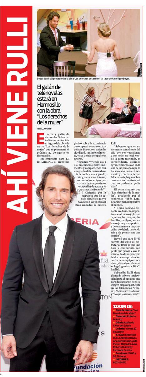 CristinaMariaV's tweet photo. [NOTA EL IMPARCIAL] #LosDerechosDeLaMujer "El galán de telenovelas estará en Hermosillo" @sebastianrulli @Anboy88 http://t.co/hVDLvmgZCP