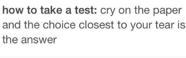 SpeakComedy's tweet photo. How to take a test http://t.co/u4y3rvRCyw