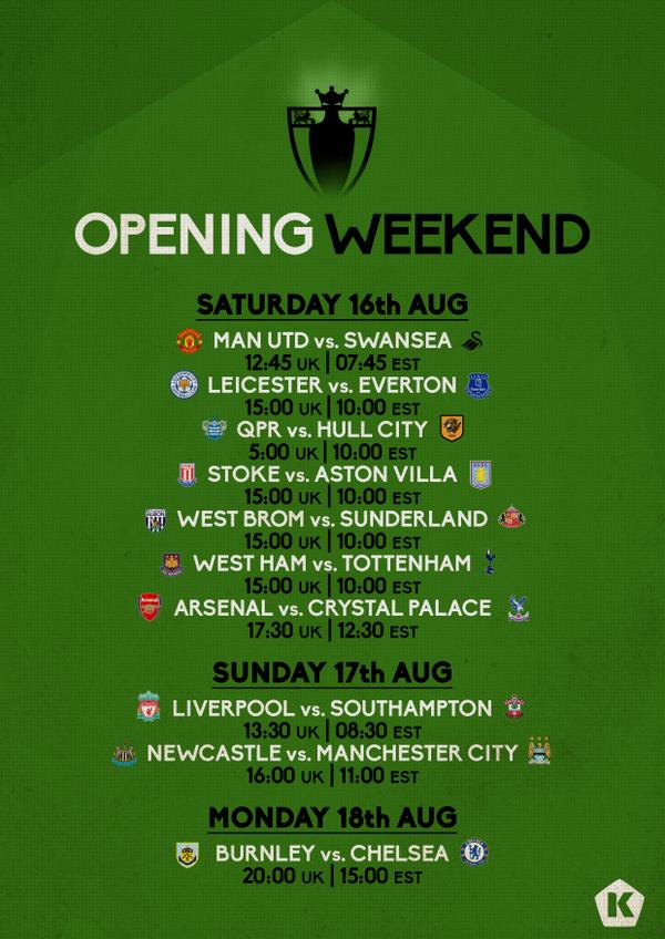 Copa90US's tweet image. Here's your schedule for the weekend. It's back. #EPL