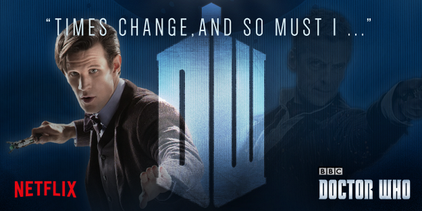 netflix's tweet photo. To the first 11—before we meet №12 [incoming canon debate]. Time of the Doctor &amp; Day of the Doctor are #NowOnNetflix http://t.co/MnREppiann