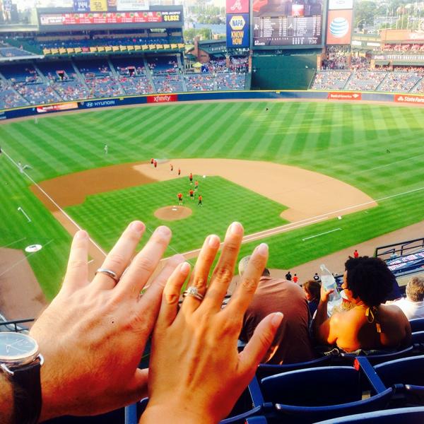 AnnaFranzone's tweet photo. Newlyweds 💙 the @Braves http://t.co/satKeAbl7W