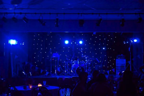 ResolutionBand's tweet image. Stage set for the wedding last week, sound and light courtesy of @L_S_Services #soundandlight