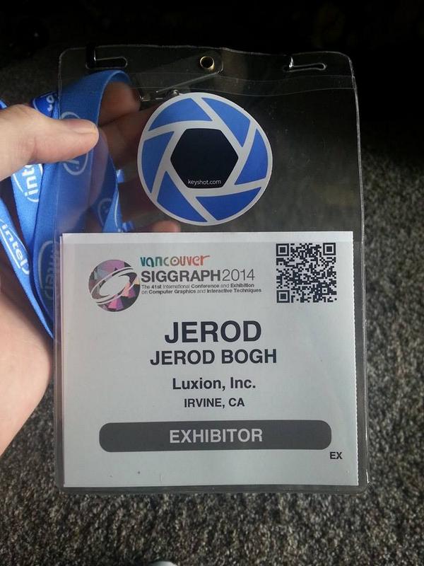 JerodBogh's tweet image. Badge of Honor!
Back in the States but I had a blast demoing up at #SIGGRAPH2014 with the @KeyShot3D team!