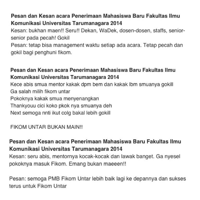 Bem Fikom Untar On Twitter Terima Kasih Atas Pesan Dan Kesan Pmb Fikom Untar 2014 Fikomuntar Bemfikomuntar Bukanmaen Http T Co Hq1bw2cqhm Bem Fikom Untar On Twitter Terima Kasih Atas Pesan Dan Kesan Pmb Fikom Untar 2014 Fikomuntar Bemfikomuntar Bukanmaen Http T Co Hq1bw2cqhm