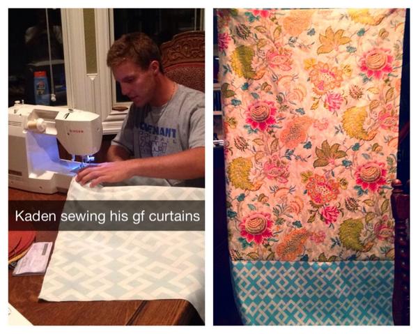 itsmecodi's tweet photo. only the best bf would stay up on his Friday night sewing me curtains 😍 #itspatheticicantsew #hesakeeper http://t.co/tcDfU505pl