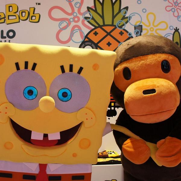 SpongeBob with BABY MILO® at BAPE STORE® SHIBUYA. #bape #spongebob