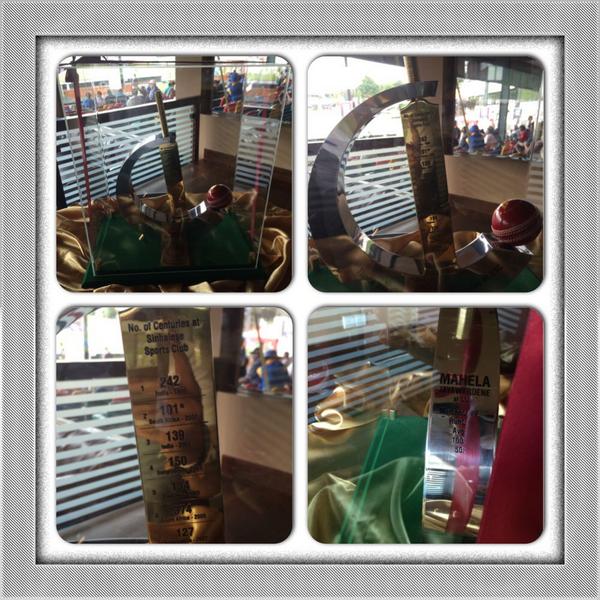 CasualAsh's tweet image. The trophy prepared for @MahelaJay by SSC #CurtainCall #LastTest #SriLanka #Cricket #Legend #SLvsPAK @OfficialSLC