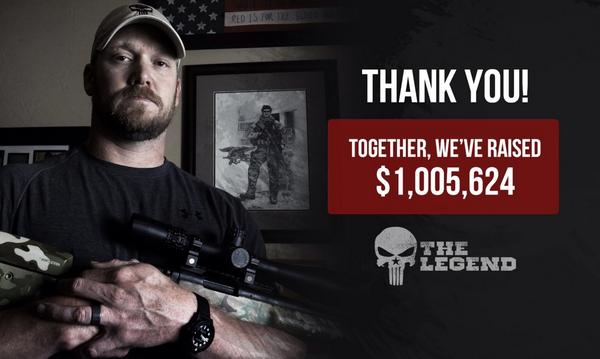 ABSOLUTELY AMAZING!!! @forgedclothing has exceeded their $1,000,000 goal for #TayaKyle #TheLegend #LLTB BZ🇺🇸