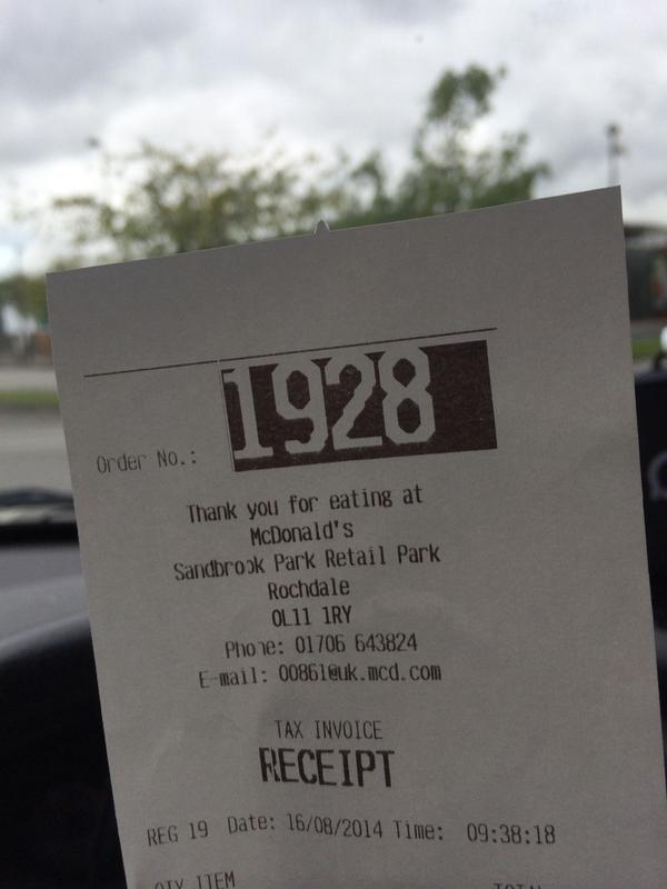 ScottGR's tweet image. McDs brekkie and was asked by 3 separate people if I wanted a receipt. My answer to each one was NO!!!!! #McRobots