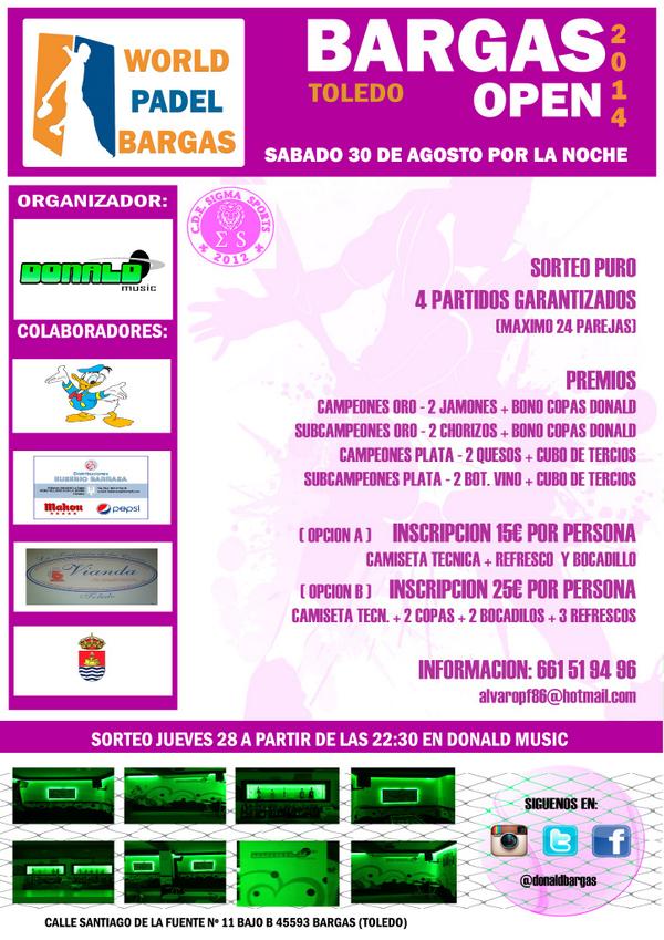 MarieteRuiz's tweet photo. TORNEO NOCTURNO WORLD PADEL BARGAS 2014!  os lo vais a perder?? @alvarodonald @donaldbargas @chechudonal http://t.co/cMvsDIzeDZ