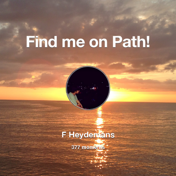 HHeydemans's tweet photo. I've shared 377 memories with my friends on #Path - see them now at http://t.co/bFmyhQXFW8! #thepersonalnetwork http://t.co/x165KNfe9o