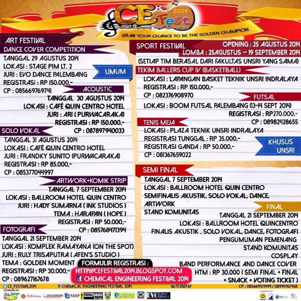 CE_FESTIVAL2014's tweet photo. yok buruan ikutan lomba2 dari CE FEST 2014 😊😊 @Unsri2014 http://t.co/kbaEjRuxkw