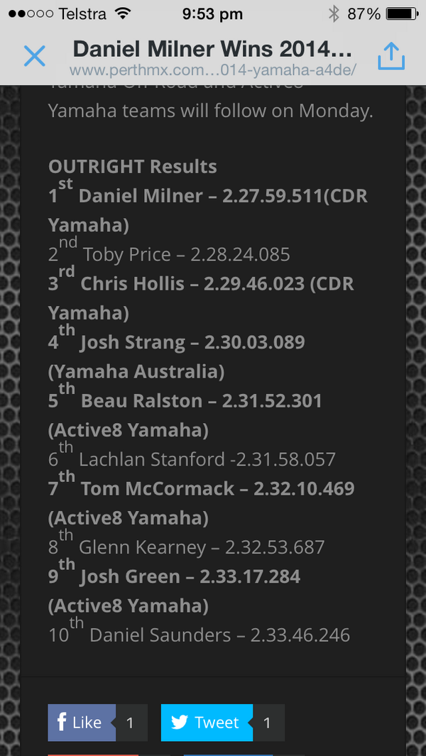 Jpazz88's tweet photo. Hey @bunburyktm weres all the other bikes in the leaderboard #bleedblue #yamahaforlife http://t.co/XvRLrOQv5b
