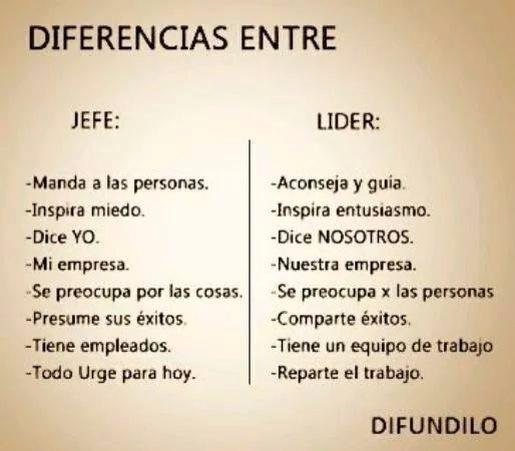 MetasClarasRD's tweet photo. Diferencia entre Jefe y Lider. #sabadooffDR #metasclarasrd http://t.co/SAuipIc29i