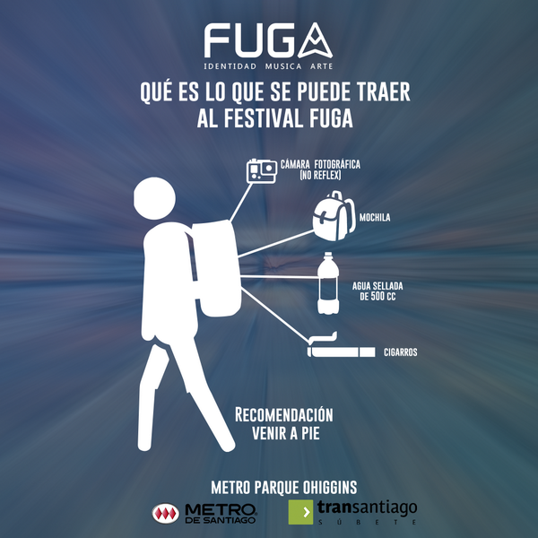 FestivalFuga's tweet photo. 60 bandas de #MúsicaChilena te esperan hoy en #FestivalFuga 
¿Qué puedes traer? Aquí la info! @recitalcl RT http://t.co/31iBkvlpkg