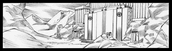 augustuscomics's tweet image. -Nazi base on the mountains- Panel from #herocode issue #4