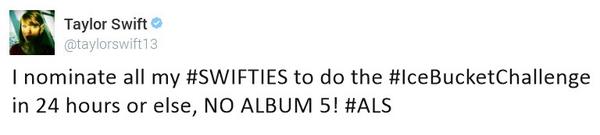 QUEEN_Gwenevere's tweet photo. i swear !! if this happens!! @taylorswift13 
#MVTHottest Taylor Swift
#TaylorDoTheIceBucketChallenge http://t.co/aencmaeFJH