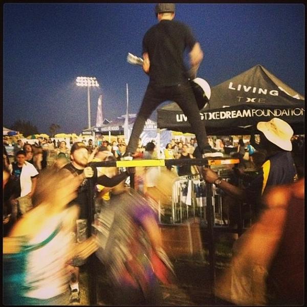 TrueRivalsLA's tweet photo. Now that's getting in the pit! Trevor in Pomona, CA with The Exposed. #warpedtour #TrueRivals #Punx #TheExposed http://t.co/QWTpLu9qjq