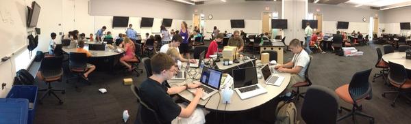JHoaglun's tweet image. Working kids and the finch robot at #coderdojotc today