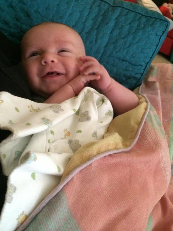 KellySchrute's tweet photo. My nephew is already smiling #onemonth #liljackson http://t.co/dHCQfu7q1J