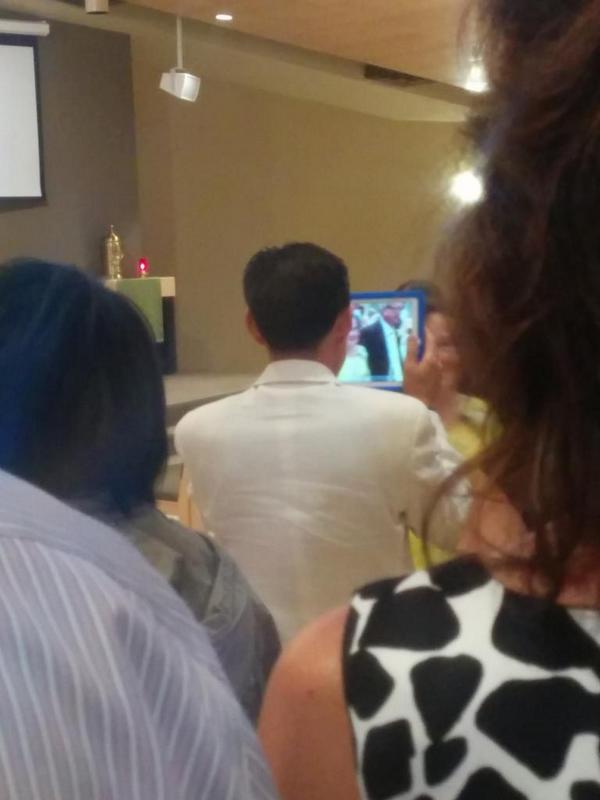 DanielKasun's tweet image. Capturing a special moment at the ceremony or watching #riders pre-game? #stilldontknow #erikandliz