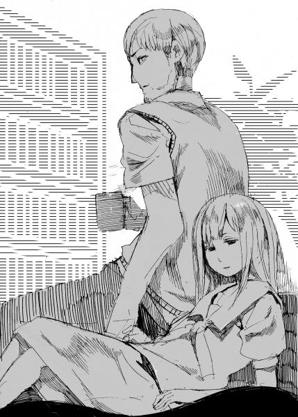 冬コミに向けて昔のキャラを描いてみました。「アとエのあいだ」収録「額の額」というお話の二人です。まずは名前をつける所から考えなおさないと…。 