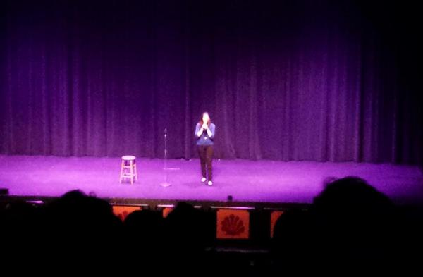 Mayor Marilyn John welcomed the opportunity to intro a comedian at Third Saturday In August show. #nojoke <a href="/RenTheatre/">Renaissance Theatre</a>