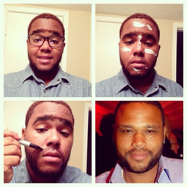 I had to try it too lol #CelebrityTransformation #makeuptransformation <a href="/anthonyanderson/">Anthony Anderson</a>
