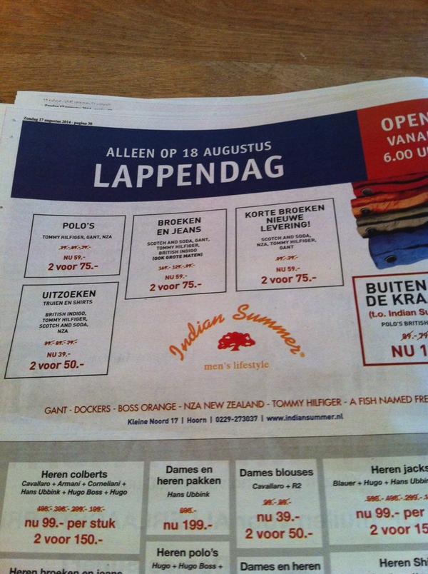 Alleen op 18 augustus, lappendag! Open om 6 uur.