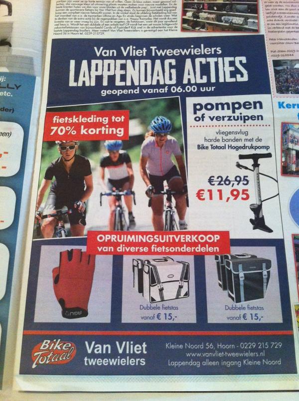 Lappendag acties . Van vliet tweewielers open om 6 uur!