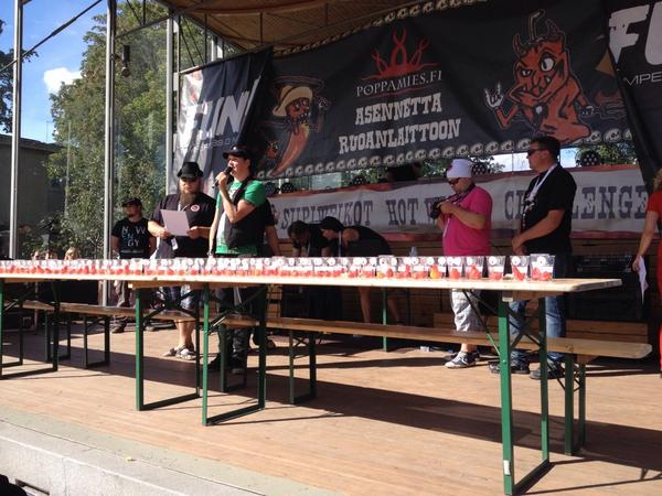 ChilifestF's tweet photo. Last day! Naga morich eating competition about to start :) #chilli #chilifest2014 #chilifestfinland http://t.co/jNM5IgyN5R
