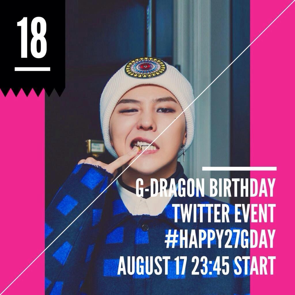  : G Dragon Happy Birthday My Idol <3  happy birthday , wish you happy Everyday !!!! :) 