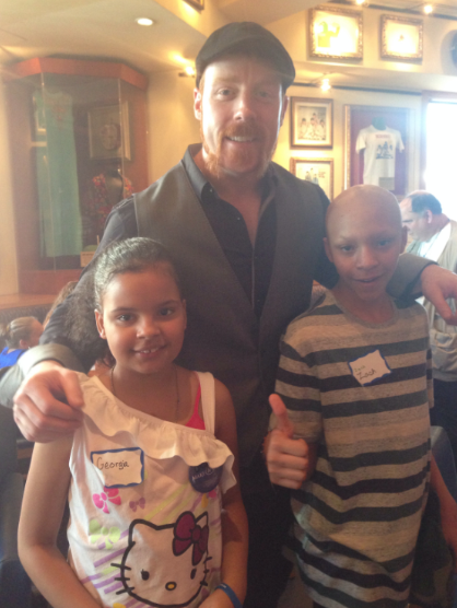 WWECommunity's tweet photo. #WWE Superstars @WWESheamus @TheMarkHenry &amp; @SinCaraWWE had a blast at last night's @MakeAWish event! http://t.co/TzkuQsEIcx