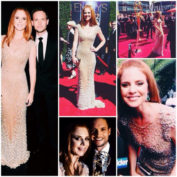 DonnaxSarahFans's tweet photo. #Suits star @sarahgrafferty looking positively radiant at the 2104 Creative Arts Emmy Awards http://t.co/CHF6aYQOQY