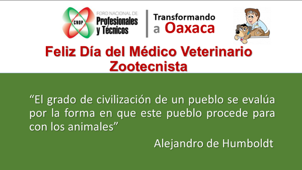 FNPyTOax's tweet photo. Feliz Día del Médico Veterinario Zootecnista #Oaxaca @LuisJaimeOsorio @t0doperros @CNOG_MX @ObservatorioPRI http://t.co/7FbgJv7xXv