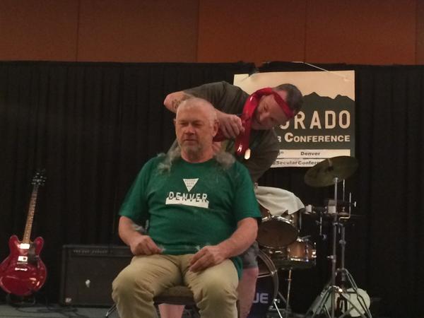 lucidcarbon's tweet image. Tom gets his hair shaved at #COSec14.