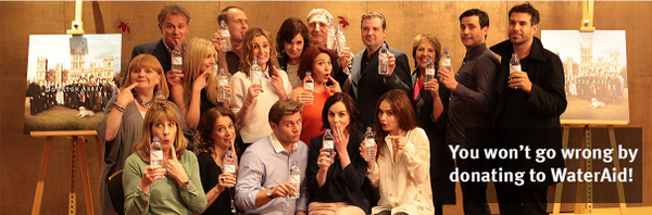 WaterAidAmerica's tweet photo. #DowntonAbbey stars back @WaterAidUK after #wH2oops blooper. Please donate http://t.co/s4DHmXNUnM #bottlegate http://t.co/zsoFWLLZQi