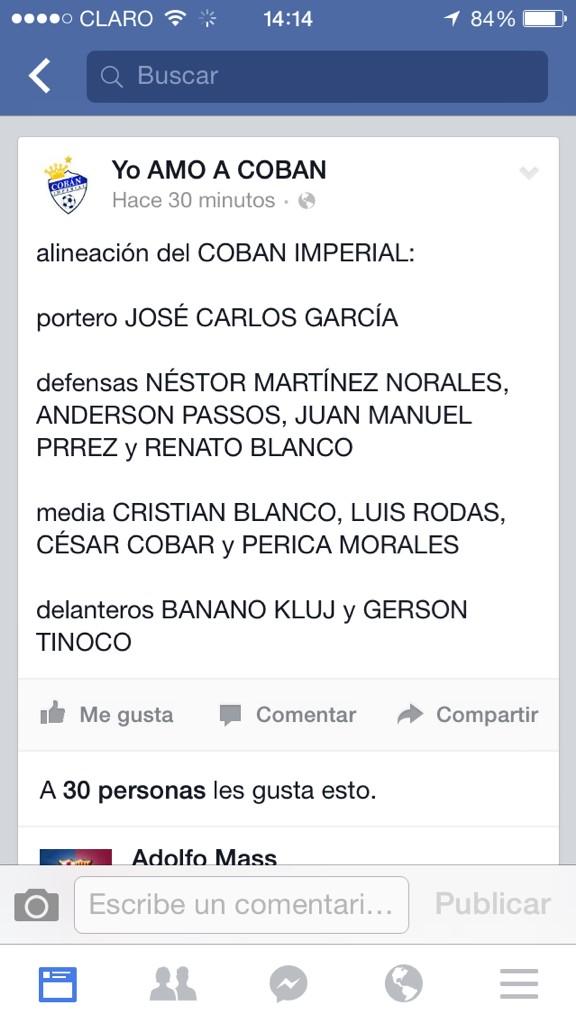 Alineacion del Coban gracias a #yoamoacoban pic.twitter.com/rhHKOIcOSI