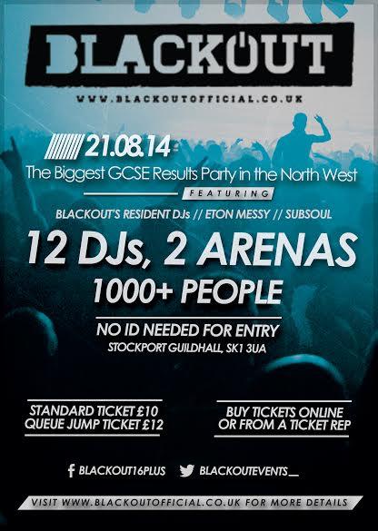 blackoutevents_'s tweet photo. GCSE RESULTS PARTY 4 DAYS AWAY NOW! TICKETS GOING VERY FAST. ON SALE FOR 3 MORE DAYS! 1000+ PEOPLE, 2 ARENAS, 12 DJs http://t.co/dYVh1paF5J