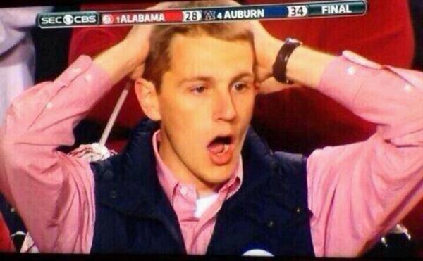 Alabama_Jokes's tweet photo. That moment when you realize Auburn is ranked lower than Ohio State in the AP Preseason poll. http://t.co/HNM1FE9oQ3
